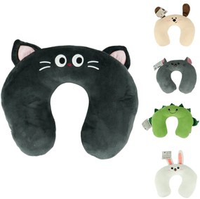 Utazós párnácska TRAVEL FRIENDS 33x25 cm plüss - több színben Termék színe: Fekete