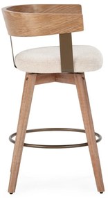 Krémszínű-natúr színű kárpitozott karfás bárszék szett 2 db-os Ilia – MOME