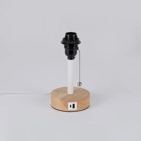 Brilagi - Asztali lámpa USB-porttal TABLON 1xE27/25W/230V tölgy/fehér/krém