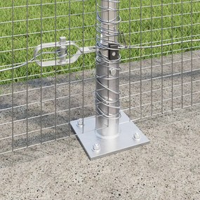Horganyzott Drótkerítés 7 Flangált Oszloppal 1.4x10 m Horganyzott Acélból