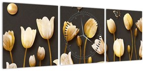 Kép - Tulipánok - absztrakt (órával) (90x30 cm)