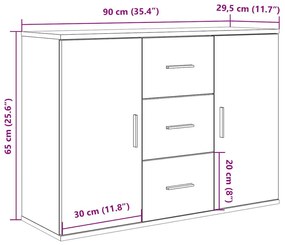 antik fa színű szerelt fa tálalószekrény 90x29,5x65 cm