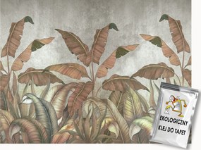 Fotótapéta Flizelina Fal Beton Növényzet Banánlevél 200x140 ragasztó