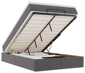 Ottomán ágykeret matraccal Szürke 120x200cm műbőrrel