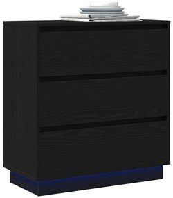 Éjjeli szekrény LED fénnyel Fekete tölgy 71x34,5x75 cm Feltárt fa