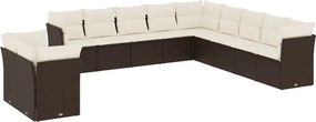 vidaXL 11 részes barna polyrattan kerti ülőgarnitúra párnákkal