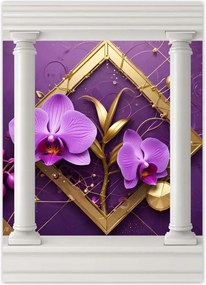 Poszterek 50x70 Lila orchideák és arany