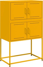 vidaXL mustársárga acél tálalószekrény 68,5x38,5x107 cm
