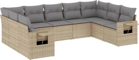 vidaXL 9 részes bézs polyrattan kerti ülőgarnitúra párnákkal
