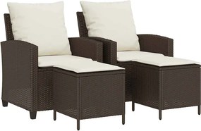 vidaXL 4 részes barna polyrattan kerti ülőgarnitúra párnákkal