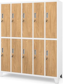 10 ajtós öltözőszekrény, fehér/arany tölgy, 1360x1720x450 mm: BARTEK Eco Design