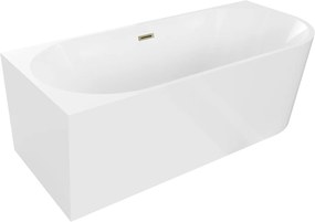 Luxury Mia szabadon álló fürdökád akril   balos 170 x 80 cm, fehér,  leeresztö arany - 52691708000L-G Térben álló kád