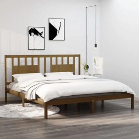 mézbarna tömör fenyőfa ágykeret 200x200 cm