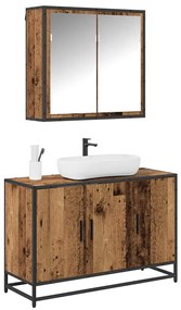 Fürdőszoba bútor szett 2 pcs Régi fa 90 x 33 x 60 cm Faanyag