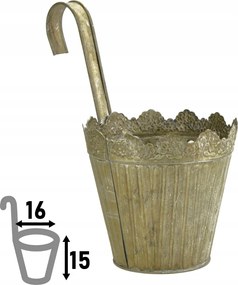 Függesztett kaspó Elektra erkélyre, korlátok 16 x ⌀15cm sárgaréz-antik