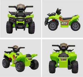 HOMCOM Kids Quad elektromos 6V-os gyerek quad hátrameneti funkcióval, zenével, zöld
