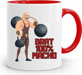 Piros Bögre Ajándék Testvérnek 100% Macho nyomott mintával