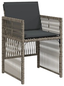 5 Darabos Kerti Étkezőszett Párnákkal Szürke Polyrattan