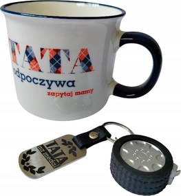 Porcelán bögre apák napjára 500ml kulcstartóval és feltekerhető mérőpohárral