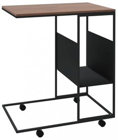 fekete szerelt fa kisasztal kerekekkel 55x36x63,5 cm