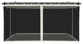 krémszínű acél pavilon hálós oldalakkal 4 x 3 m