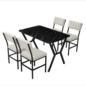 Dubai étkezőgarnitúra, krém-fekete, 110 cm