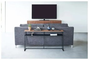 Fekete-sötétbarna konzolasztal kőrisfa dekorral 20,5x126 cm Tower – YAMAZAKI