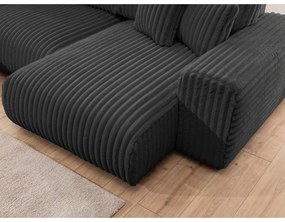 Sötétszürke kordbársony sarokkanapé (bal oldali-U alakú) Justin – Ropez