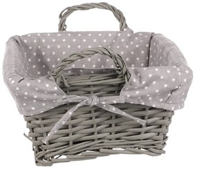 Fonott kosár szövettel szürke, 35 x 25 x 13 cm