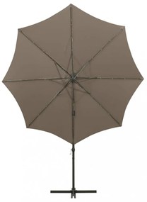 tópszínű konzolos napernyő rúddal és LED-fényekkel 300 cm