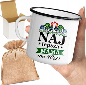 Bögre_emalin Nyomott Mintával A Legjobb Anya A Faluban Tökéletes Ajándék Anya