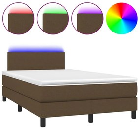 barna szövet rugós és LED-es ágy matraccal 120x190 cm
