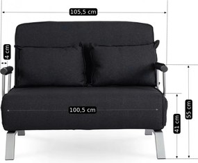 Kétszemélyes dönthető fotel fekete színben BART 2