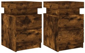 2 db sonoma tölgy színű éjjeliszekrény LED-ekkel 35x39x55 cm
