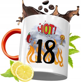 Narancssárga Szülinapi Bögre 18 18STE Ajándék fényképes nyomtatással