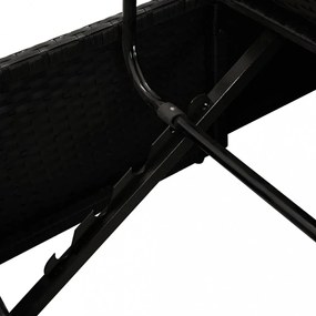 fekete polyrattan napozóágy párnákkal