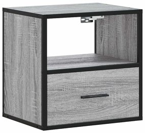 Szürke sonoma falra szerelhető éjjeliszekrény 40x31x39,5cm
