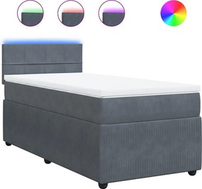 vidaXL sötétszürke bársony rugós ágy matraccal 80 x 200 cm