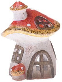 Légyölő galóca ház kerámia gyertyatartó, 13,2 x 16,3 x 13 cm