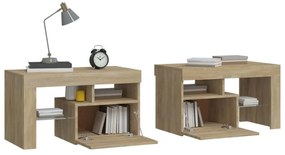 2 db sonoma tölgy színű LED-lámpás éjjeliszekrény 70x36,5x40 cm
