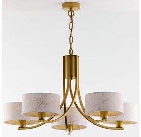 Jupiter 2097 - Láncos csillár ARTHUR 5xE27/15W/230V fehér/arany/márványminta