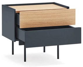 Antracitszürke-natúr színű éjjeliszekrény tölgyfa dekorral Otto – Teulat