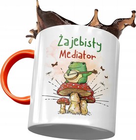 Narancssárga bögre Mediátornak Békás Ajándék Nyomtatott Fotóval