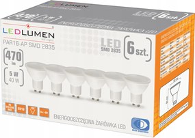 6 db-os Led izzó szett GU10 5W=40W 470lm Premium Nincs villódzás Meleg 3000K