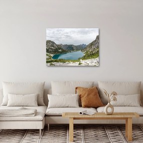 A hegyekben lévő tó képe (70x50 cm)