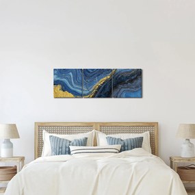 Kép - Kék-arany absztrakció (órával) (90x30 cm)