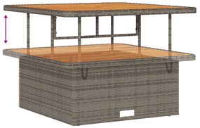 13 Részes Kerti Kanapé Szett Párnákkal Szürke Poli Rattan Akáccal, 3 Részes Kerti Étkező Szett Párnákkal Szürke Poli Rattan Akáccal