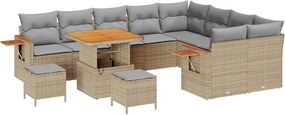 vidaXL Kerti Kanapé Szett 13 pcs Beige és Világosszürke polirattan