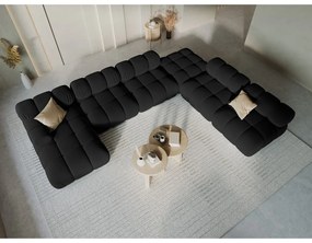 Fekete bársony kanapé 379 cm Bellis – Micadoni Home