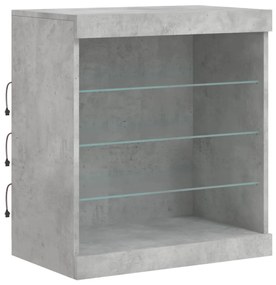 betonszürke tálalószekrény LED-világítással 60,5 x 37 x 67 cm